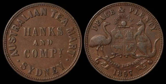 Australia & NZ Token: Hanks & Compy, Sydney, NSW. 1857 1d. A-184, R-177. aVF/VF