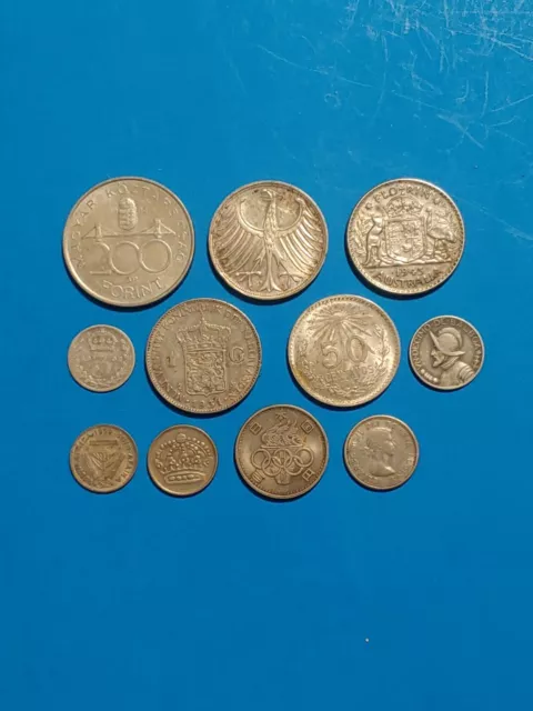 World Silver Coin Lot - 11 Coins - #109