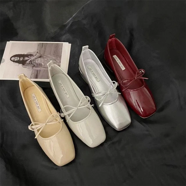 Sweet Square Toe Bowtie Low Block Heels Women's Mary Jane Shoes Pumps Girls 2023