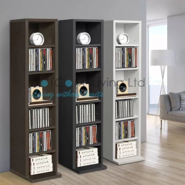 Negro Blanco DVD Torre de Almacenamiento Estante CD Unidad Organizador Arco Madera