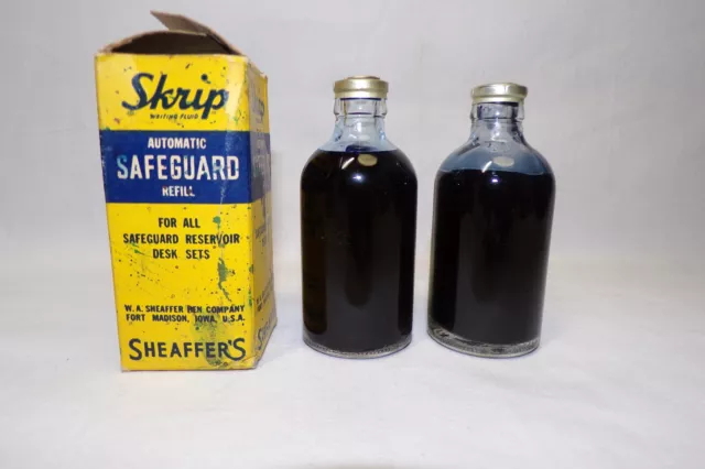 Vintage Fountain Pen Ink.Scrip by Sheaffers,2 Full bottles sealed,Blue