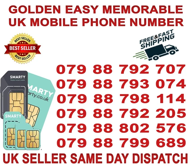 Golden Easy Memorable Uk Vip Mobile Phone Number/Platinum Sim ( Smarty ) (B52)
