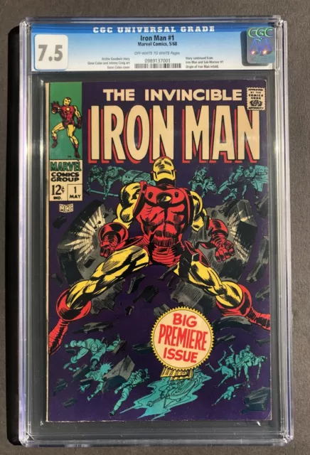 Iron Man #1 CGC 7.5 HIGH GRADE Marvel Comic KEY 1st Solo Title, Origin Retold