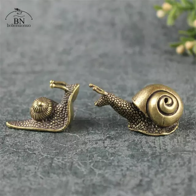 Brass Solid Snail Animal Carved Statue Figure Antique Ornament Art Gift Decor