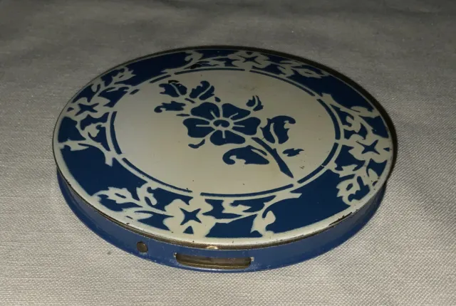 Vintage Compact Round Floral Enameled? Mirrored 4”