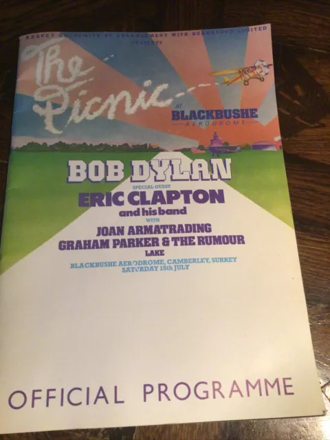 vintage 1978 BOB DYLAN Eric Clapton Concert PROGRAM &Ticket Blackbushe Aerodrome