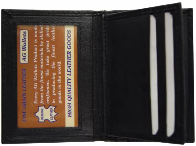Mens Front Pocket Leather Slim Multi Credit Card Flap Mini Bifold Wallet Black