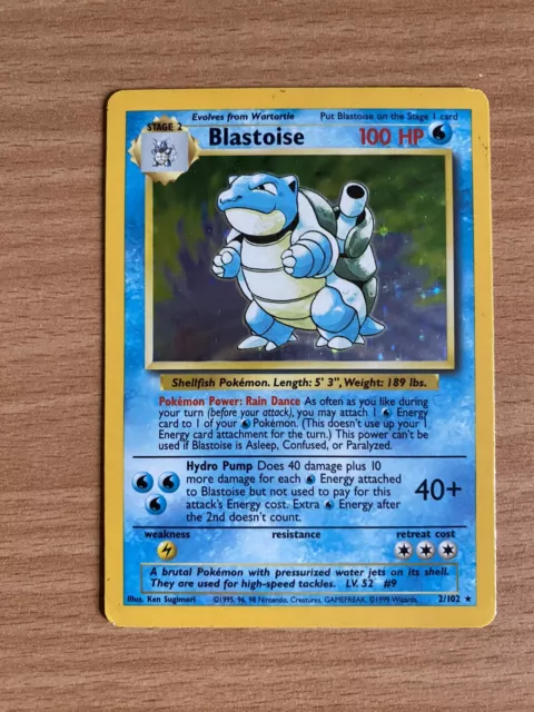 Pokemon Blastoise Holo Card Base Set 1999 WOTC