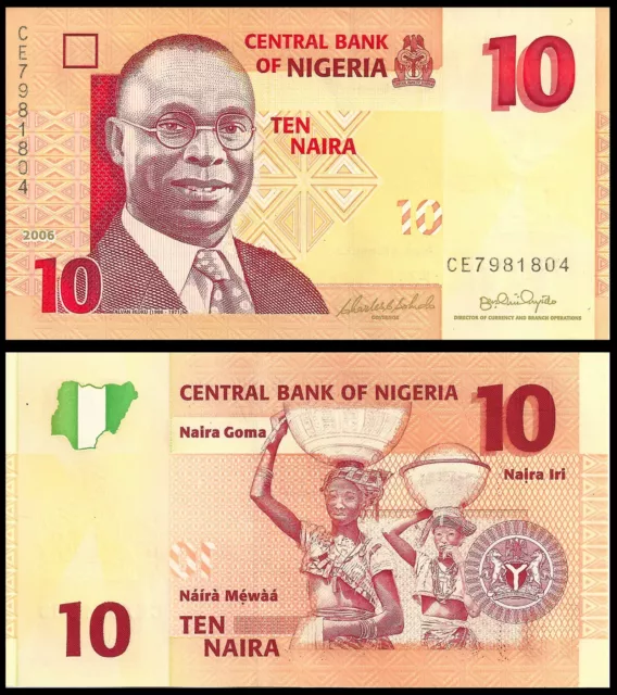 Nigeria Set 4 Notes 5 10 20 50 Naira (Polymer) All 2006 Issue P 32 33 34 35 Unc 3