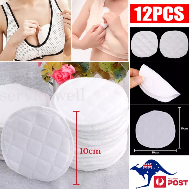 12x Reusable Breast Pad Cotton Nursing Organic Plain Washable Pads White