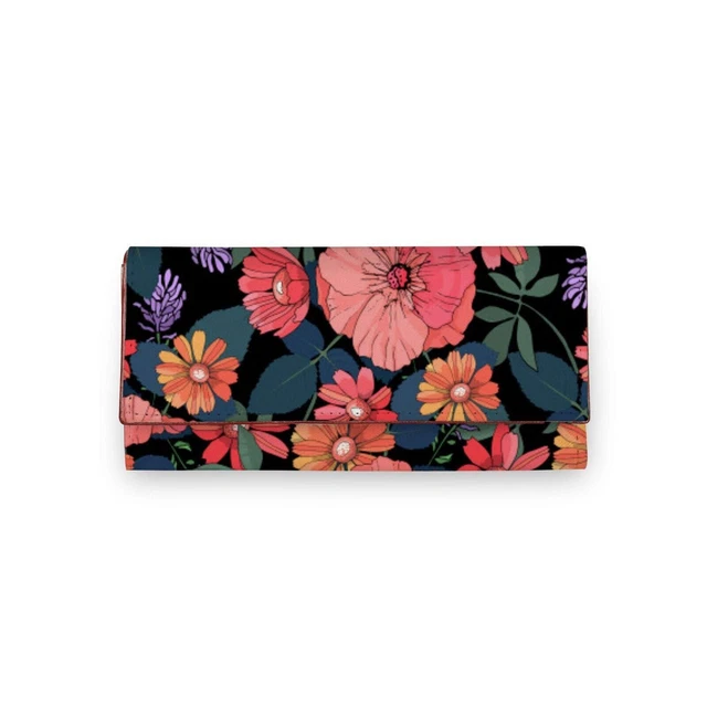 Nuevo Multicolor Flor Estampado Artificial Cuero Mujeres Cartera Bolso Embrague