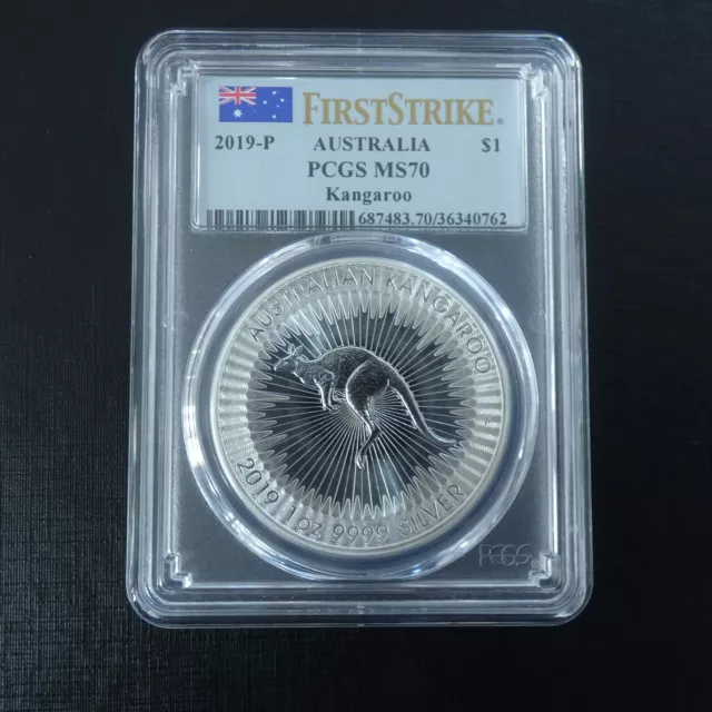 Australia 1$ Kangaroo 2019 MS70 silver 99.9% 1 oz graded silver coin (in a SLAB)