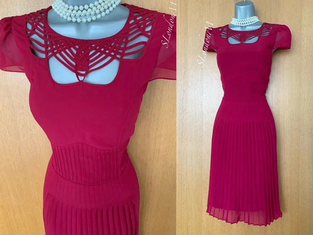 Robe Zébrée Karen Millen Taille UK10/38 - Robe Cache-cœur Rouge, Manches Longues, Occasion Très Bon état