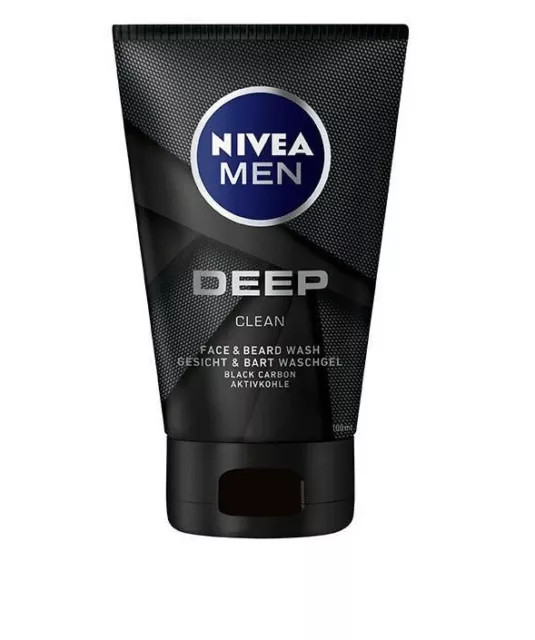 Nivea MEN DEEP Clean Washgel Face & Beard Wash Daily Care Black Carbon 150 ml