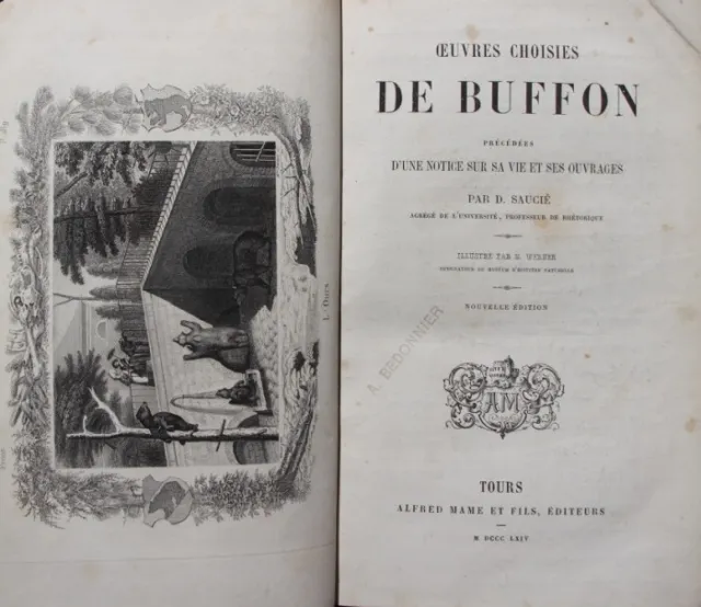 Livre ancien « Œuvres Choisies de BUFFON » par D. SAUCIÉ 1864