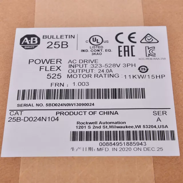 IN US Factory Sealed Allen-Bradley 25B-D024N104 PowerFlex 525 11kW 15Hp AC Drive