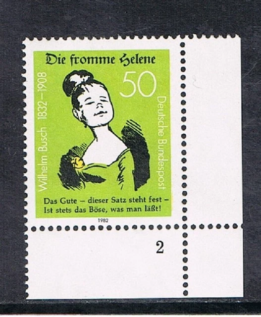 Bund 1982, Mi. 1129 Eckrand unten rechts, Form-Nr.2, postfr.**, Wilhelm Busch