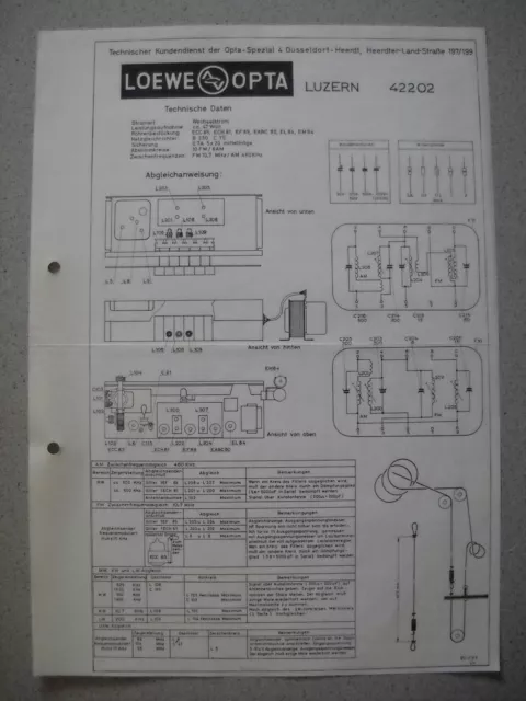 LOEWE OPTA Typ 42202 Luzern Schaltplan, Stand 05/63