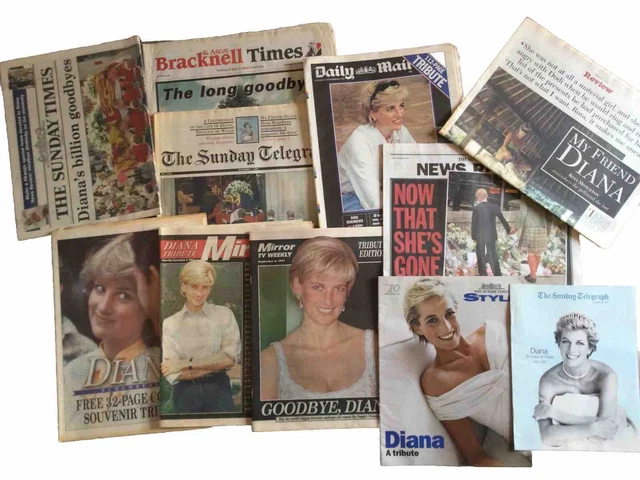 Job Lot Original 1997 Diana Princess Wales Death Newspapers & Supplements X 10