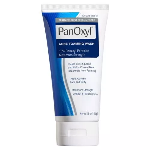 PanOxyl, Acne Foaming Wash, Benzoyl Peroxide 10% Maximum Strength, 5.5 oz