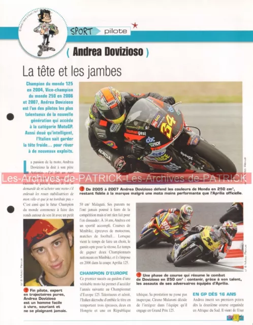 Andrea DOVIIOSO Pilote Grand Prix GP Vitesse Joe Bar Team Fiche Moto #000198