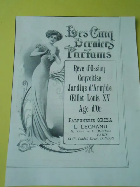 Parfum Perfum Les cinq derniers Oriza Age d'or concoitise Publicité 1910 AD