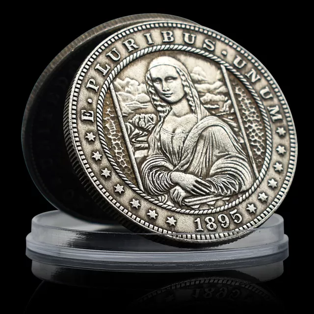 1895 Hobo Nickel Mona Lisa Coin Da Vinci Art Commemorative Medal in Capsule