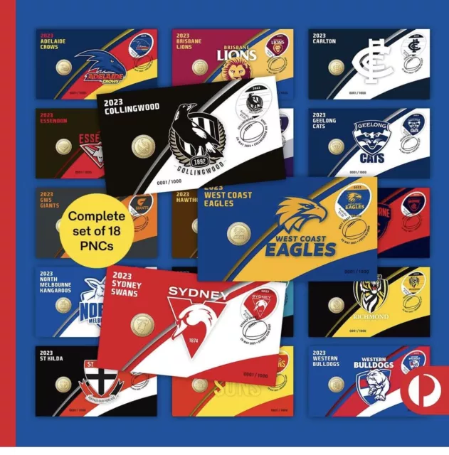 Australia 2023 AFL Teams PNC Collection (Set of 18) Matched Numbers Limited Ed.