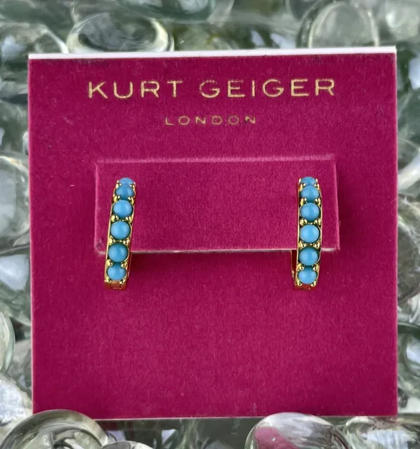 NEW Kurt Geiger Women’s Gold-tone Multi Color Hoop Design Jewelry Earrings