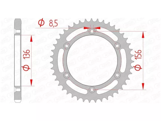 Couronne AFAM 43 dents acier standard pas 525 type 14506 ( Sports motorisés ) -