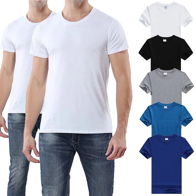 Uomo T-Shirt Top Girocollo Uomo Multicolore Camicie Maniche Corte Slim Fit Top