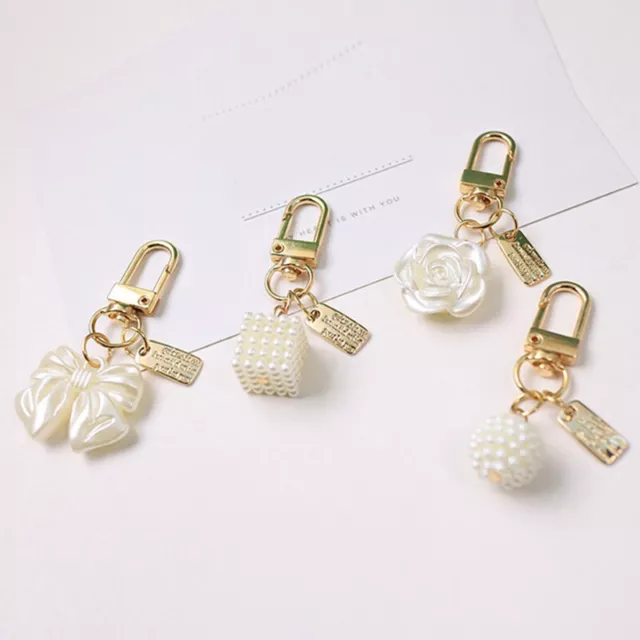 Pearl Chain Tassel Pendant Car Key Chains Women's Flower Handbag Key Chain