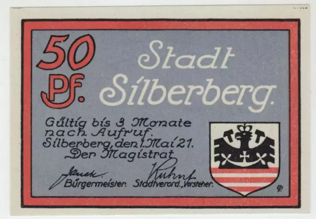 Silberberg, Sln  Stadt    50 Pfennig  1.5.1921    bfr