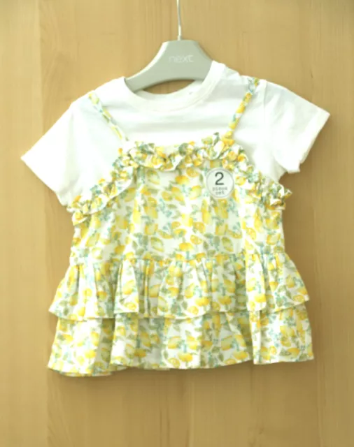 Next Baby Girls 2 Piece Yellow Cami Top & T-shirt Set Age 12-18 Months BNWT
