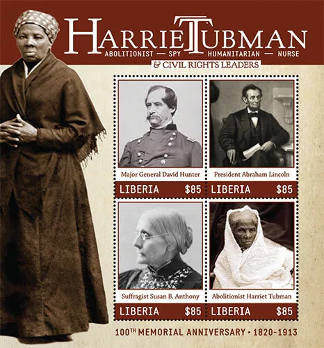 Liberia 2013 - HARRIET TUBMAN Abraham Lincoln - Sheet of 4 Stamps Scott 2848 MNH