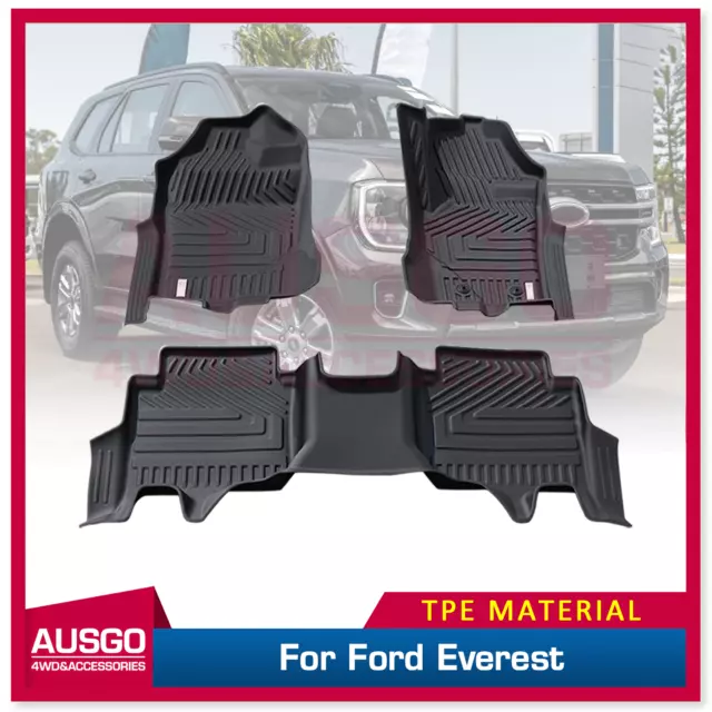 AUSGO 5D TPE Floor Mats for Ford Everest Next-Gen 2022-Onwards Door Sill Covered