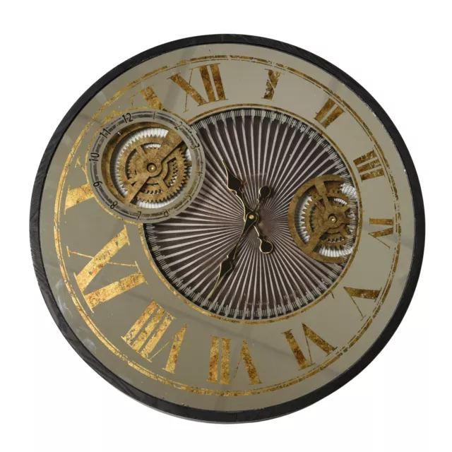 Art Deco Wall Clock with Moving Gears 60cm Roman Numerals