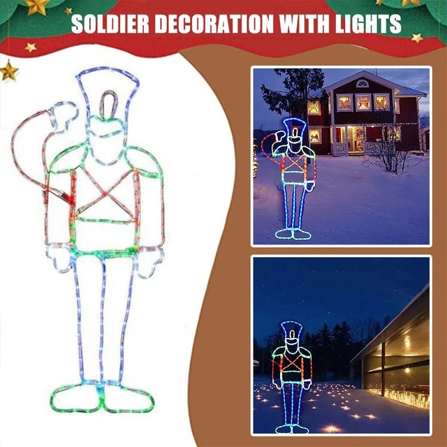 Luce Decorazione Esterno Natale Soldato Schiaccianoci Corda Silhouette LED T2M9