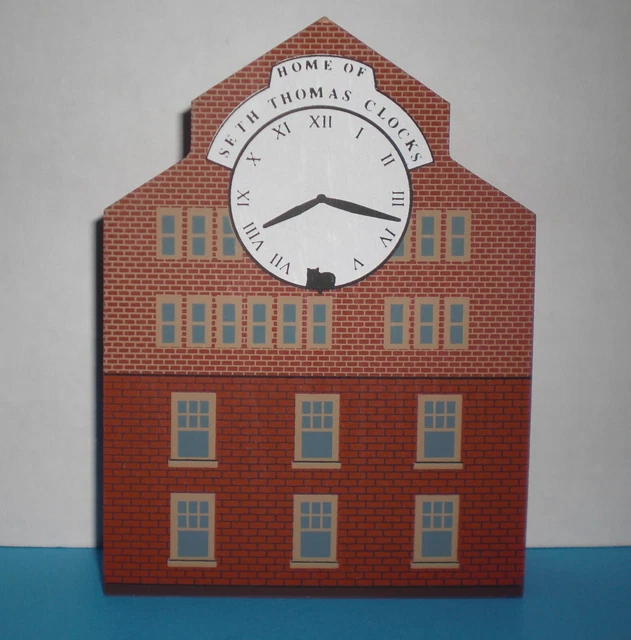 Cat's Meow Village Wooden Shelf Sitter - Seth Thomas Clock Company - 1990