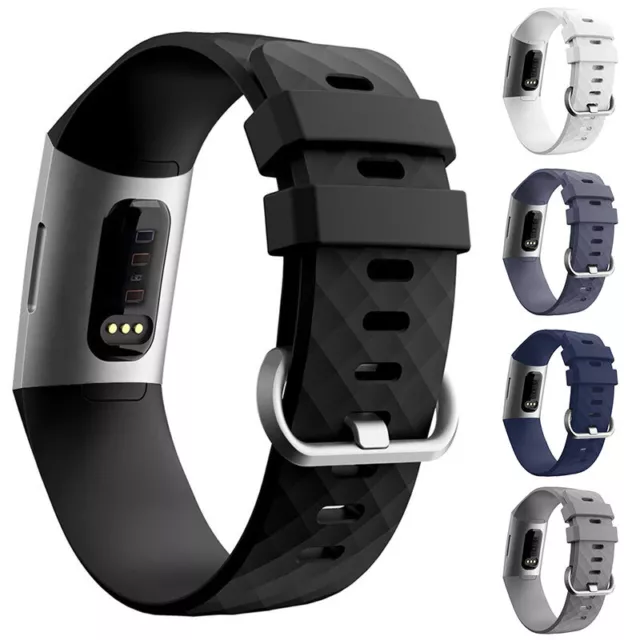 Sport Silicone Fascia Cinturino Orologio Per Fitbit Charge 3 4 Unisex S Grande -