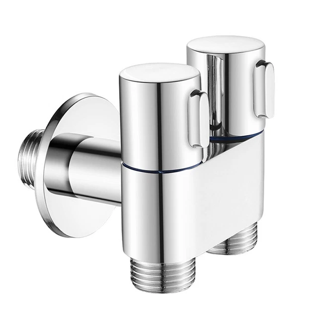 Válvula de esquina latón doble salida G1/2 para cabezal de ducha lavabo inodoro baño