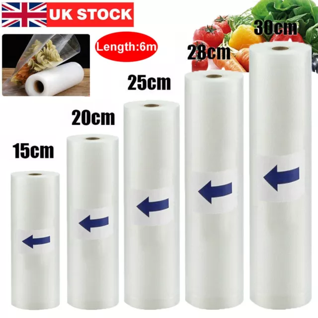 Food Vacuum Sealer Rolls Bags Vaccum Food Storage Saver Seal Bag Embossed 6M UK