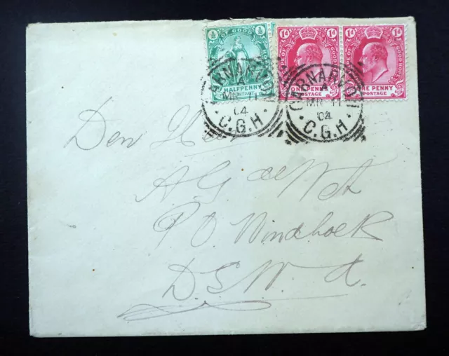 Dt. SW-Afrika Stpl.; "WINDHUK DSWA a 11/4/04", K1 AK-Stpl. Brf, MiNr. Kap 43a,54