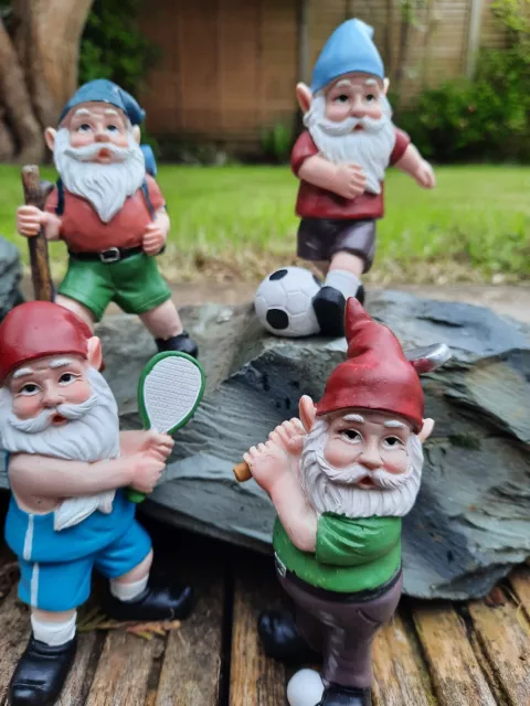 Garden Gnomes Sport Golf, Football, Tennis, Walking, Hiking, Resin 10cm Gift