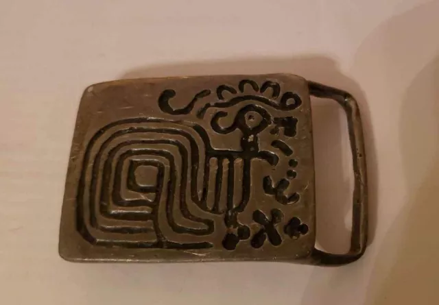 Billy Buckle Pewter Southwest Belt Buckle w Petroglyph Style Etchings