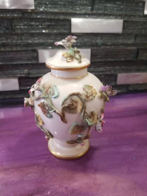 KPM PORCELAIN Antique Vase / Urn,  encrusted flowers