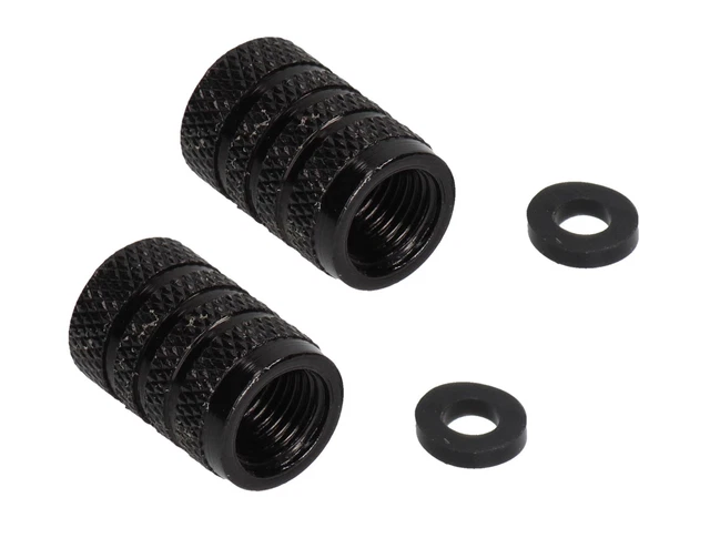 Pro Bolt Ventilkappen Aluminium 2er Set schwarz für Motorrad Moped Roller PKW