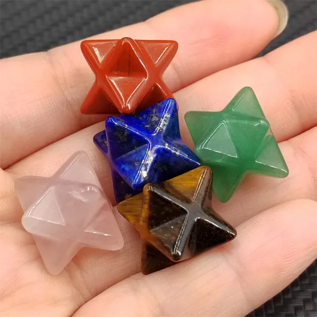 5pcs Mix merkaba star Carved crystal Skull chakras point Healing gift