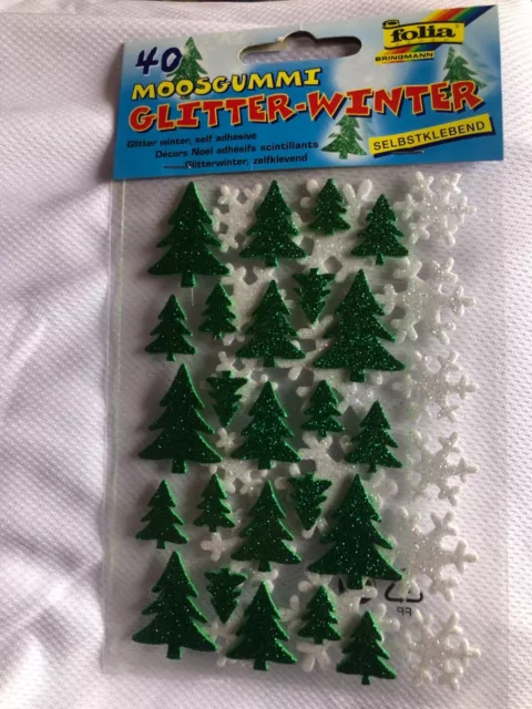 Folia, Moosgummi Glitter-Sticker, Winter,  23794, 1 Päckchen mit 40 Stickern