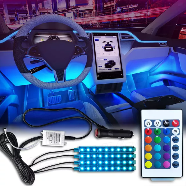 4*Accesorios Autos Luces LED Para Carro Coche Interior De Colores  Decorativas US 
